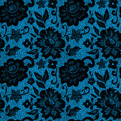 Black lace flower on blue