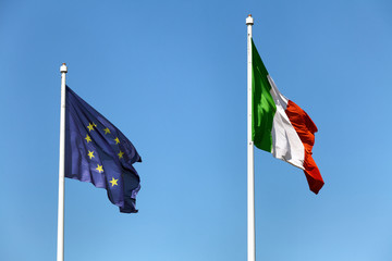euopean and italian flags