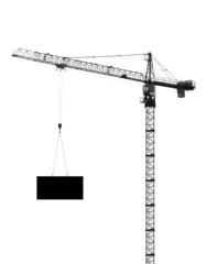 hoisting crane, silhouette on a white background