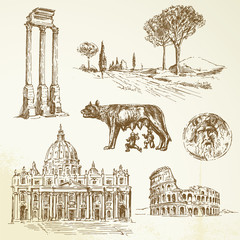 Obraz na płótnie Canvas Italy - Rome - hand drawn collection