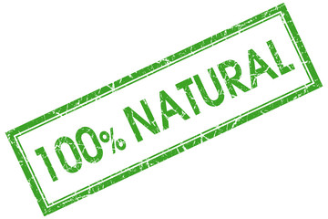 100% natural green square stamp