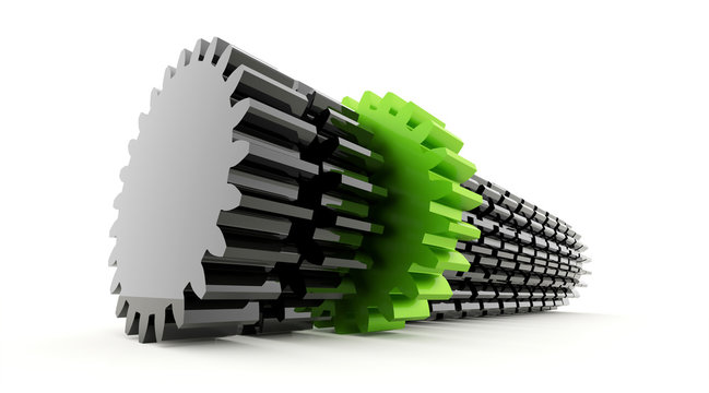 Gears black and one green