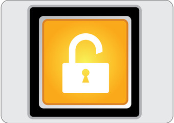 padlock yellow square web icon