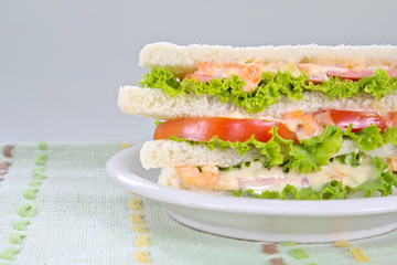 A ham salad sandwich on oat bread