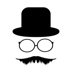 Mustache, glasses and a hat