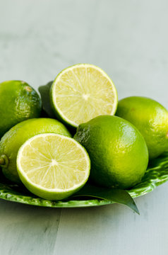 Limes in ceramic plate.