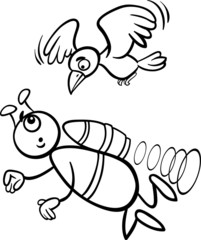 flying alien cartoon for coloring book
