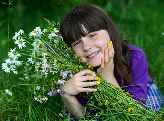 A little girl in a city park