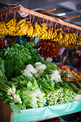 Different herbs at market stall