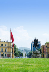 View at the main square of Tirana, Albania