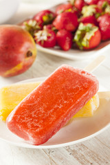 Cold Organic Frozen Strawberry Fruit Popsicle