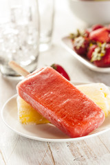 Cold Organic Frozen Strawberry Fruit Popsicle