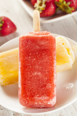 Cold Organic Frozen Strawberry Fruit Popsicle