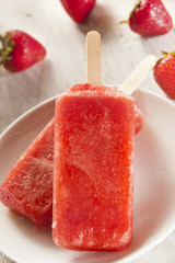Cold Organic Frozen Strawberry Fruit Popsicle