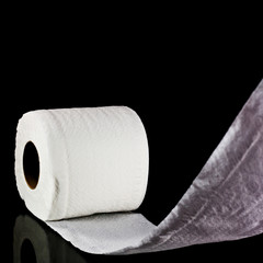 toilet paper isolated on black background