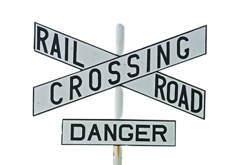Railroad Crossing Sign Isolated on White