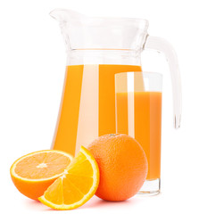 Orange fruit juice in glass jug