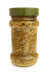 Pesto sauce in glass jar