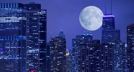 Skyline and Moon - Powered by Adobe