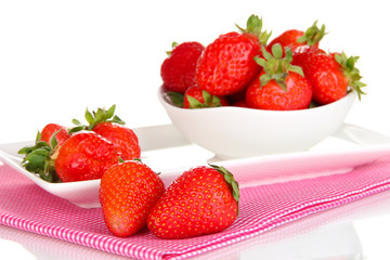 Fresh strawberry in bowl isolated on white