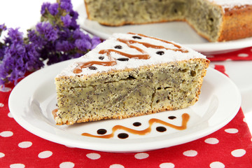 Delicious poppy seed cake close-up