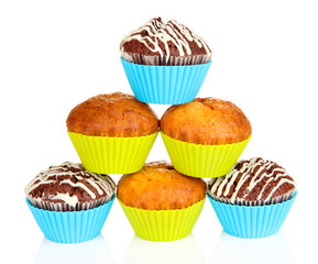 Sweet cupcakes isolated on white