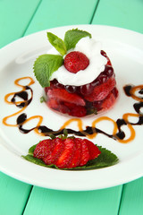 Tasty jelly dessert with fresh berries,