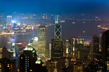 Fototapeta na wymiar Hong Kong's Victoria Harbour at night