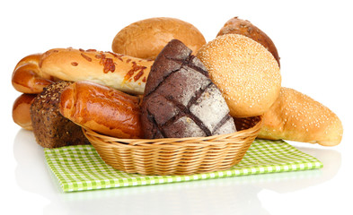 Variety of bread isolated on white