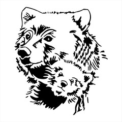 Mother and Baby Bear head tattoo vector