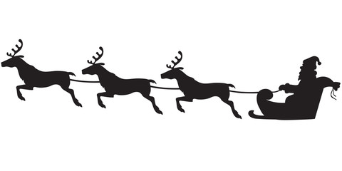 Santa Claus riding on a reindeer sleigh