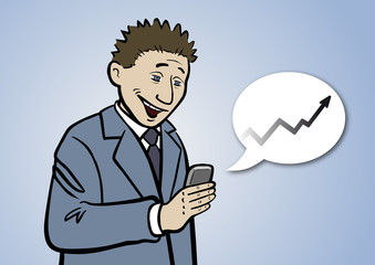 Sein Börsen-App zeigt Font Manager Pete steigende Kurse