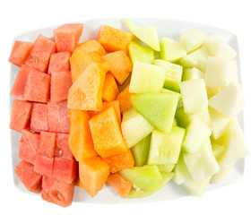 Cube Sized Melons And Honeydew