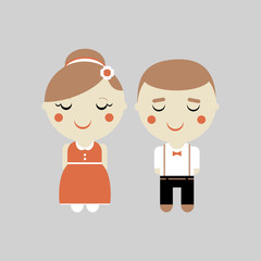 Cute people. Illustration of man and woman in vector. - 53469744