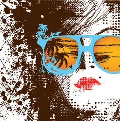 Tuinposter Vrouwengezicht Vrouwen met zonnebril
