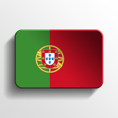 portugal 3d square realistic flag button