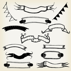 Hand Made Circus Banners And Ribbons Set