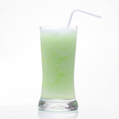 Guava shake drink in glass isolated on white