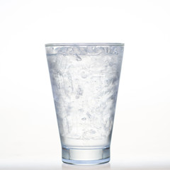 Sprite drinks whit sparkling soda and ice in glass isolated