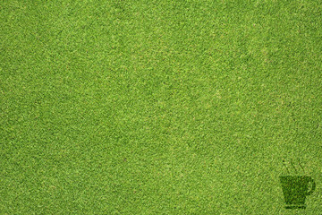 Leaf icon on green grass texture and background