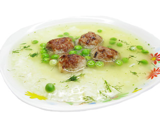 vegetable soup with meat and pea