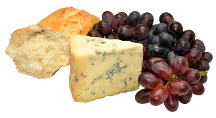 English Stilton Cheese With Grapes And Bread