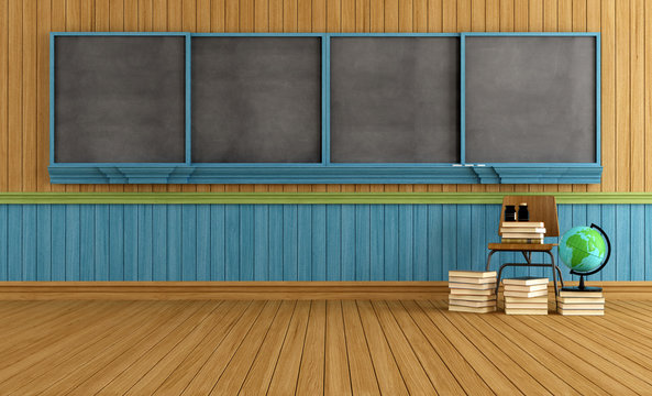 Wooden empty classroom