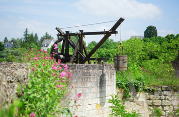 Medieval water well in Chinon castle, France