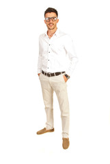 Naklejka premium Happy casual man with eyeglasses