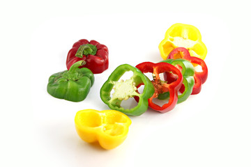 Slice the Three color of bell pepper.
