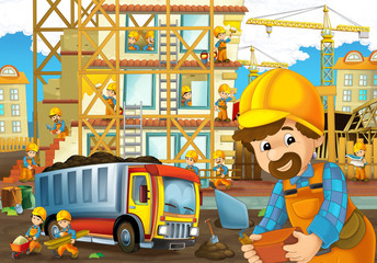 Obraz na płótnie Canvas On the construction site - illustration for the children