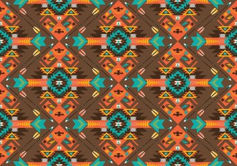 Seamless colorful aztec geometric pattern