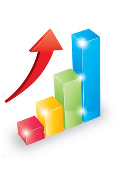 Business bar graph and arrow　ビジネス　棒グラフ