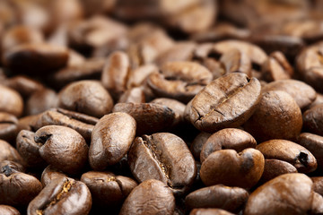 close up of roasted coffee beans